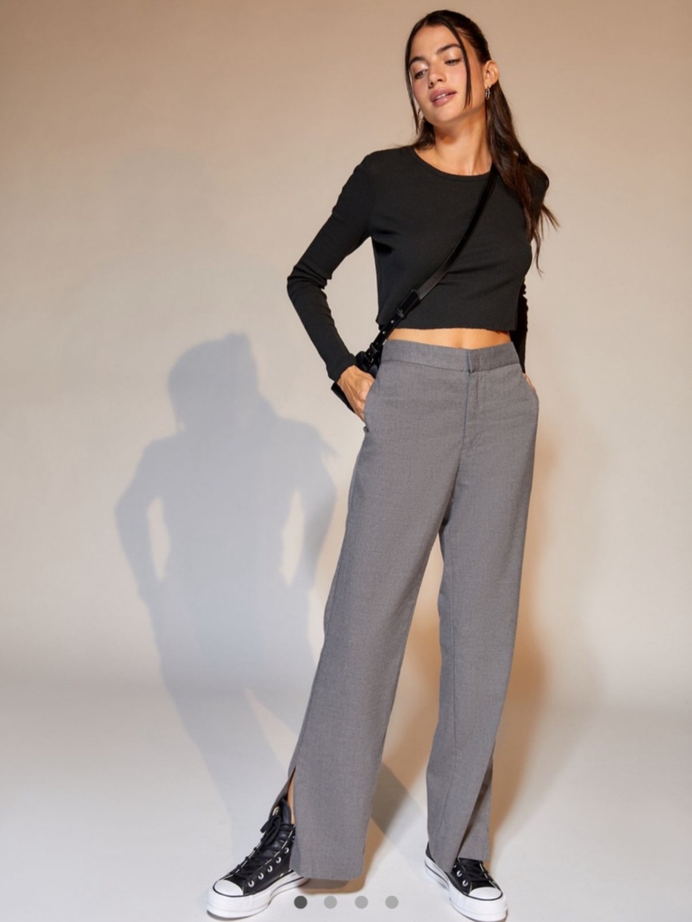 Urban Outfitters Emelie Trouser Pants Sz M Gray Chic Casual
